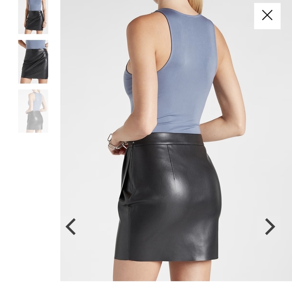 Express Faux Wrap Leather Skirt NWOT - Picture 2 of 7